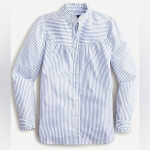 J. Crew Ruffle-trim shirt in striped cotton poplin